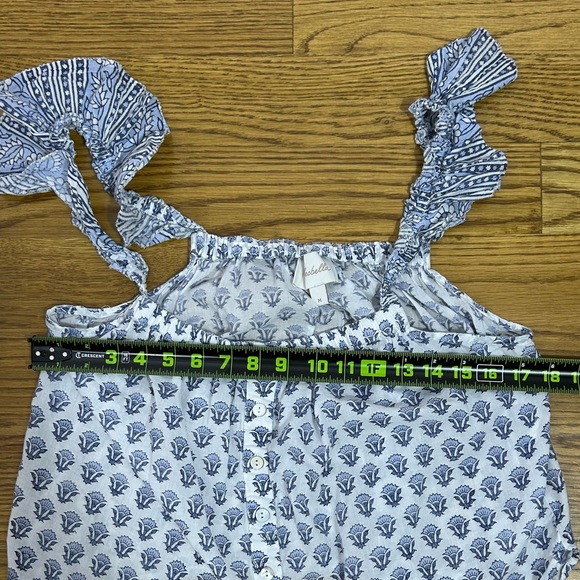 Cleobella Ruffled‎ Cami Blue Patterned Button Tank - Picture 5 of 8